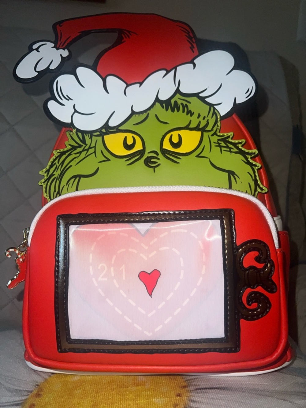 Loungefly How The Grinch Stole Christmas! Lenticular Heart Mini Backpack